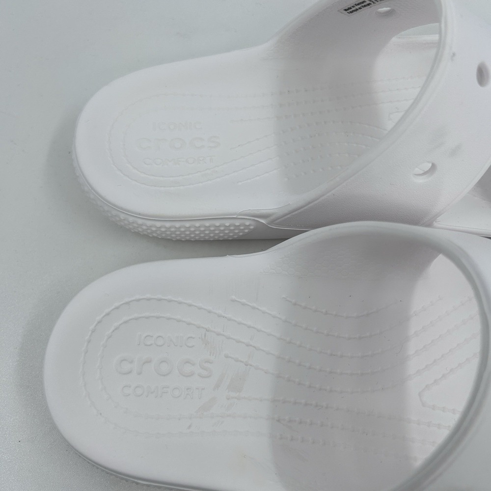 Crocs Classic Two-Strap‎ Slide Sandals Size Women 10 Mens 8 White Comfort Casual - Picture 9 of 9